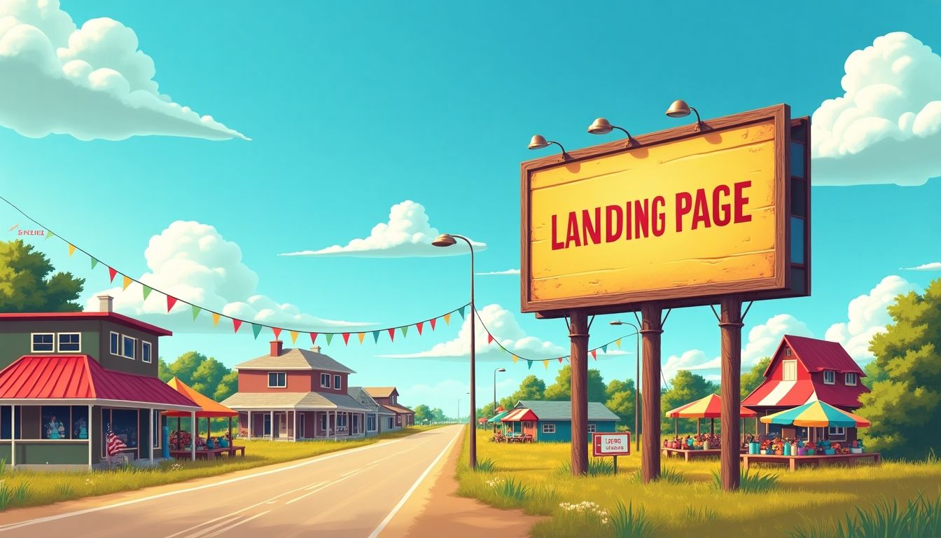 Billboard in Nebraska displaying 'Landing Page' message.