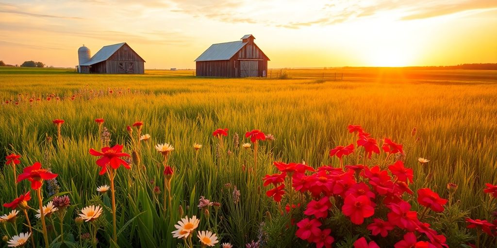Rustic red colors in nature and Nebraska landscapes.