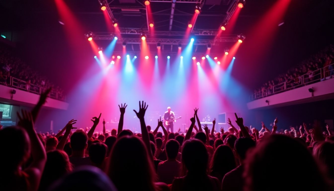 Concert venue with fans enjoying a live performance.