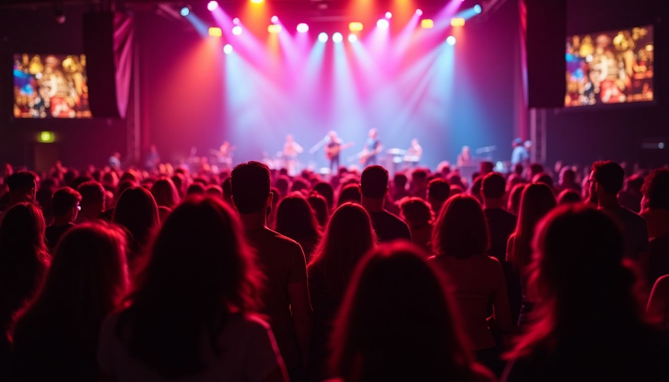 Crowd waiting in line for a concert in Nebraska.