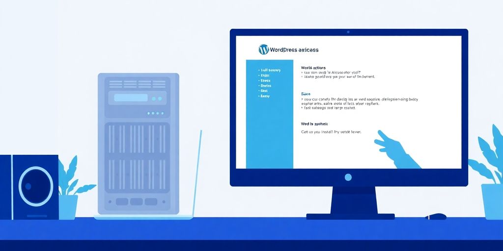 Computer screen showing WordPress installation options.