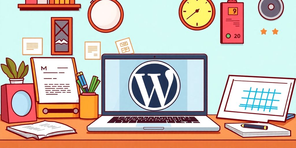 Illustration of a small business using WordPress.