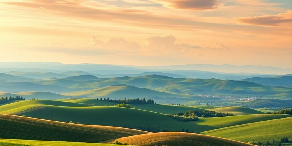 Nebraska landscape with hills and greenery.