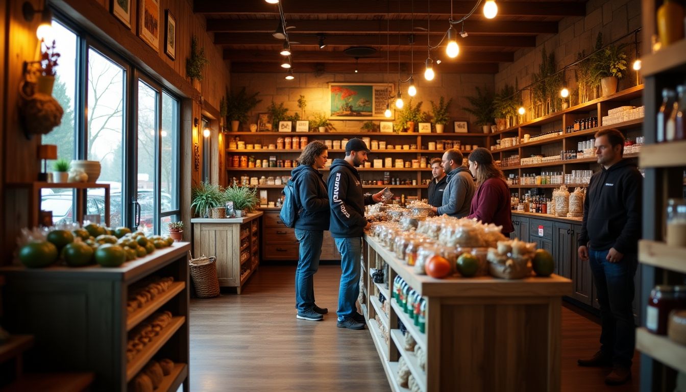Interior of a Nebraska store with local products and warmth.