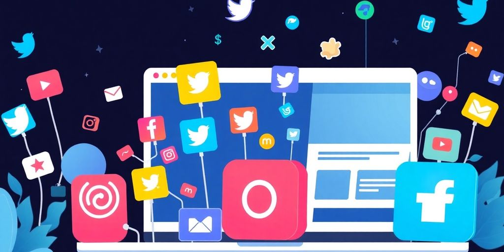 Illustrative image of social media icons in web design.