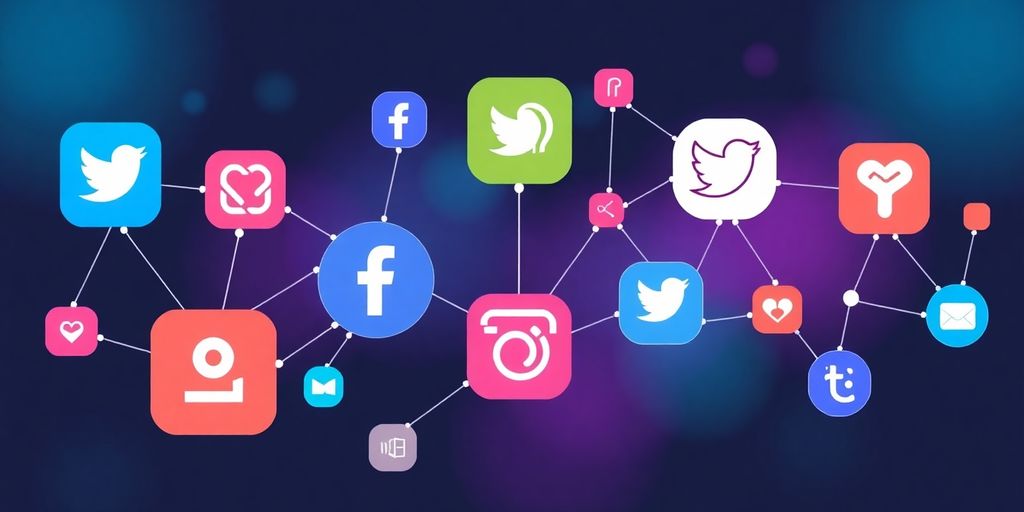 Illustrative image of social media icons in web design.