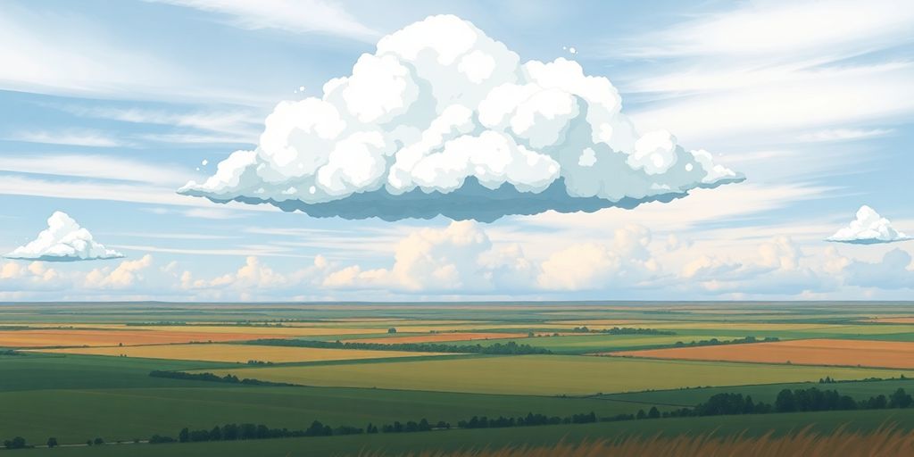 Nebraska landscape with clouds symbolizing disaster recovery.