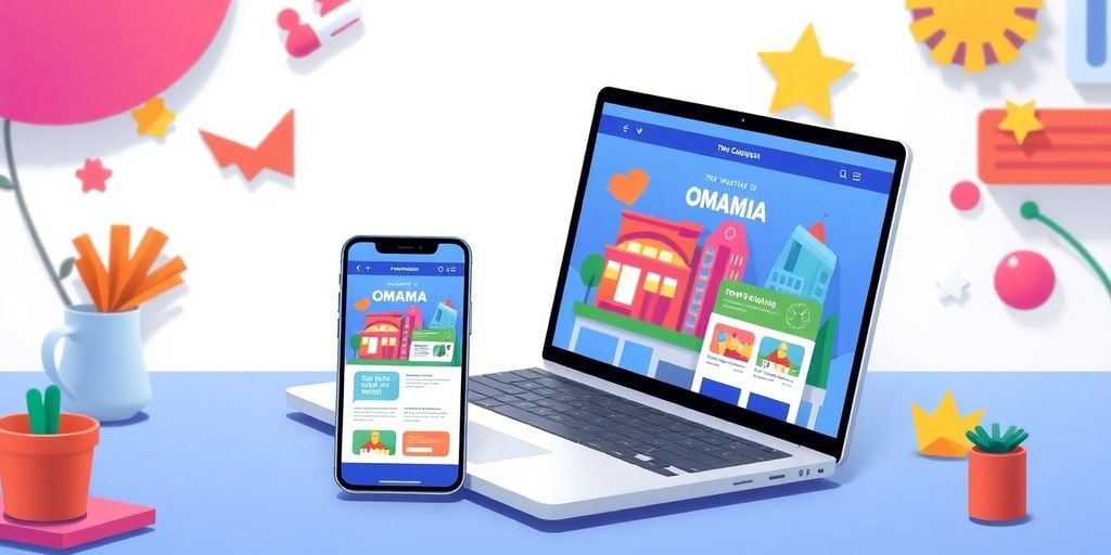 Colorful web design elements for Omaha entrepreneurs.