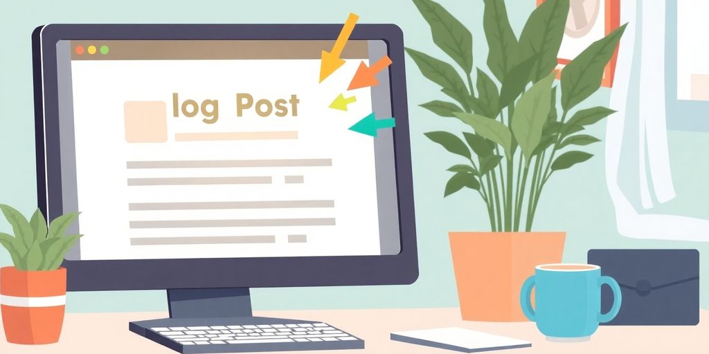 Cozy home office with a computer and refresh icon.