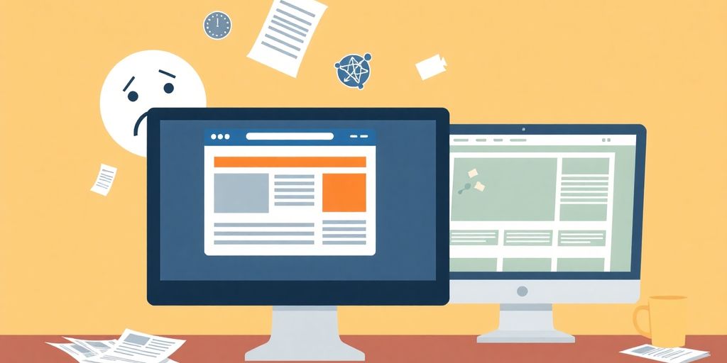 Illustrative image of a poorly designed website on a screen.