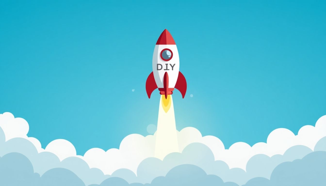 A rocket with 'DIY SEO' written on it.