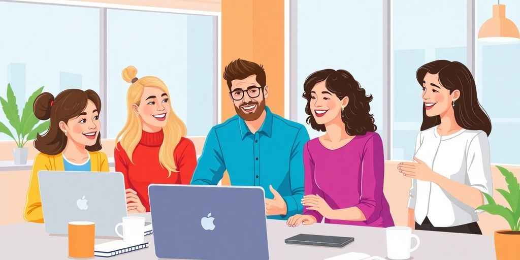 Team collaboration in a modern office setting.