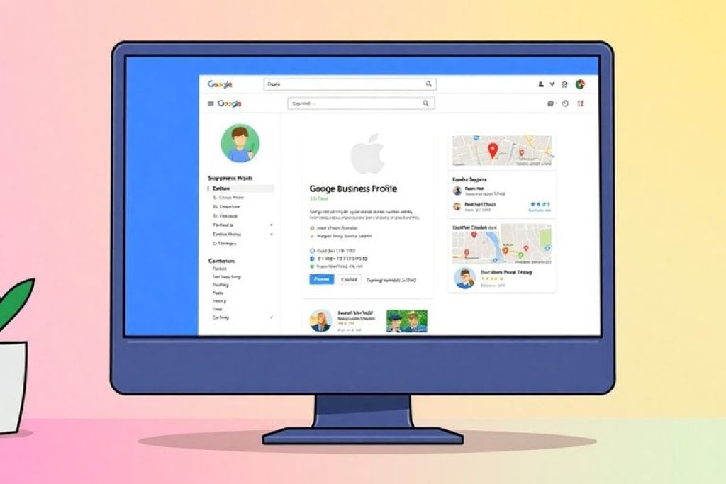 Computer screen showing Google Business Profile setup interface.
