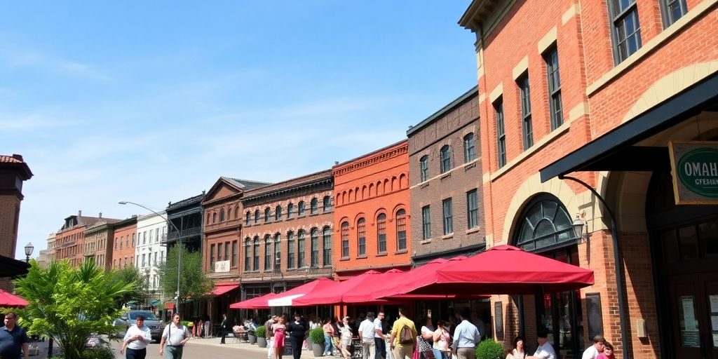 Vibrant street view of Omaha's Old Market area.